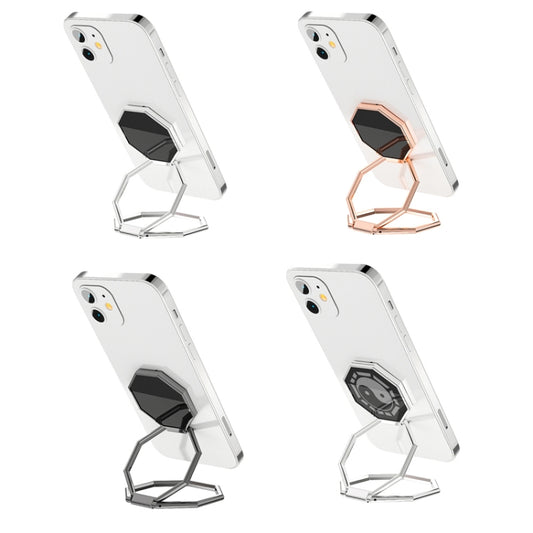 Metal Ring Buckle Live Rotating Magnetic Suction Car Desktop Tablet Folding Phone Bracket, Black, Silver, Rose Red, Bagua Map