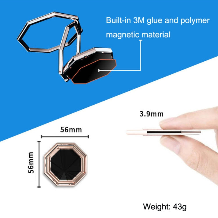 Metal Ring Buckle Live Rotating Magnetic Suction Car Desktop Tablet Folding Phone Bracket, Black, Silver, Rose Red, Bagua Map