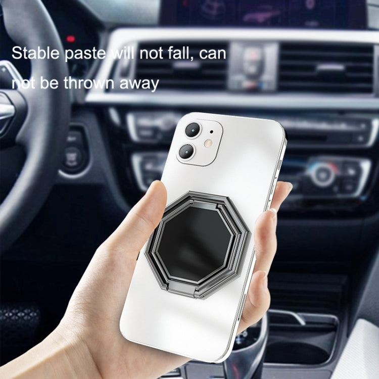 Metal Ring Buckle Live Rotating Magnetic Suction Car Desktop Tablet Folding Phone Bracket, Black, Silver, Rose Red, Bagua Map
