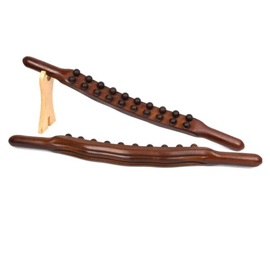 Carbonized Double Row 20-bead Massage Rolling Stick Meridian Dredging Stick, 58cm 20 Beads