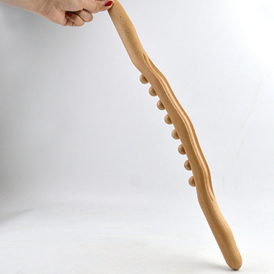 Eight-beaded Beech Wood Massage Stick Meridian Dredging Rolling Stick, 53cm 8 Beads