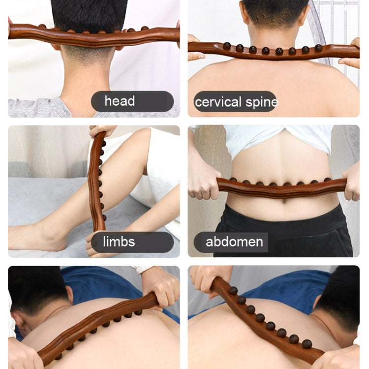 Eight-bead Beech Wood Carbonized Massage Stick Rolling Tendon Scraping Stick, Carbonized 53cm 8 Beads