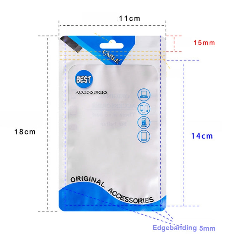 100 PCS Charging Cable U Disk Universal Color Printing Sealing Pocket, 11x18cm Blue Matte, 11x18cm Red Matte, 11x18cm Green Matte