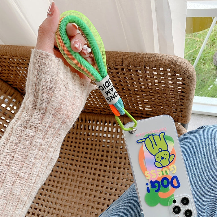 5 PCS Mobile Phone Case Fluorescent Lanyard Cellphone Wrist Rope, White and Blue, Black and White, Orange and Blue, White Red, Orange Yellow, Blue Green, Dark Blue, White Purple