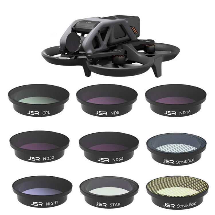 JSR Drone Filter Lens Filter For DJI Avata,Style:, MCUV, CPL, ND8, ND16, ND32, ND64, ND8-PL, ND16PL, ND32PL, ND64PL, Anti-light Harm, Star, Brushed Gold, Brushed Blue, CPL+ND8+ND16, 4-in-1 (ND), 4-in-1 (NDPL), 6 In 1, 9 In 1