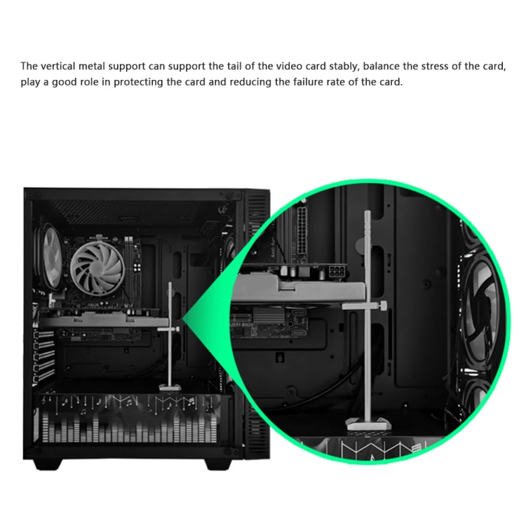 Aluminum Alloy Vertical Graphics Card Protection Support Bracket, Black, Silver