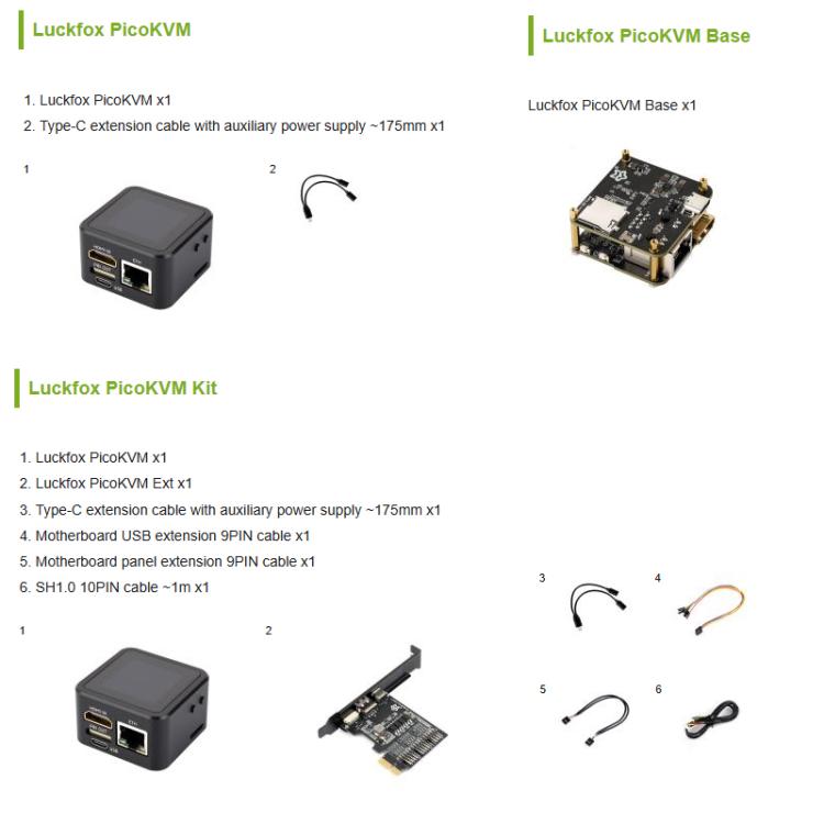WAVESHARE Luckfox PicoKVM Lightweight IP KVM Remote Management Tool, Basic Version, Full Version (With Case and 1.54inch Display), Full Version+PicoKVM Ext Board