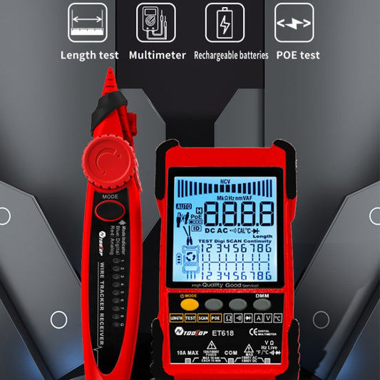 Wiederaufladbarer, einstellbarer Netzwerkkabeltester, Kabeltracker, POE-Kabeltester, ET616 (Rot), ET618 (Rot)