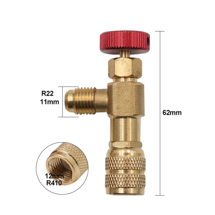Air Conditioner Fluoridation Safety Valve Refrigerant Filling Connector, Side R22 Bottom R410, Side R22 Bottom R22, Side R410 Bottom R410, Side R410 Bottom R22