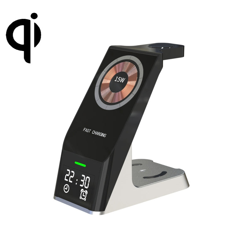 H27 15W 6 In 1 With Clock Function Magnetic Phone Wireless Charger For iWatch/AirPods