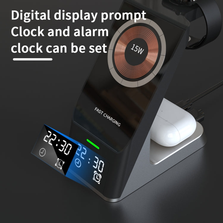 H27 15W 6 In 1 With Clock Function Magnetic Phone Wireless Charger For iWatch/AirPods