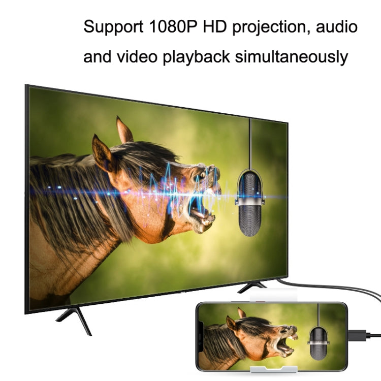 1080P HDTV Dongle Cable, Plug And Play HDMI With Screen Plug And Play, LD36 8 Pin + Micro USB + Type-C / USB-C to HDMI