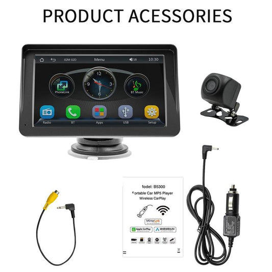 7 Zoll AHD Kabelloser CarPlay Auto MP5 Player, unterstützt Handy-Verbindung, B5300 mit Kamera