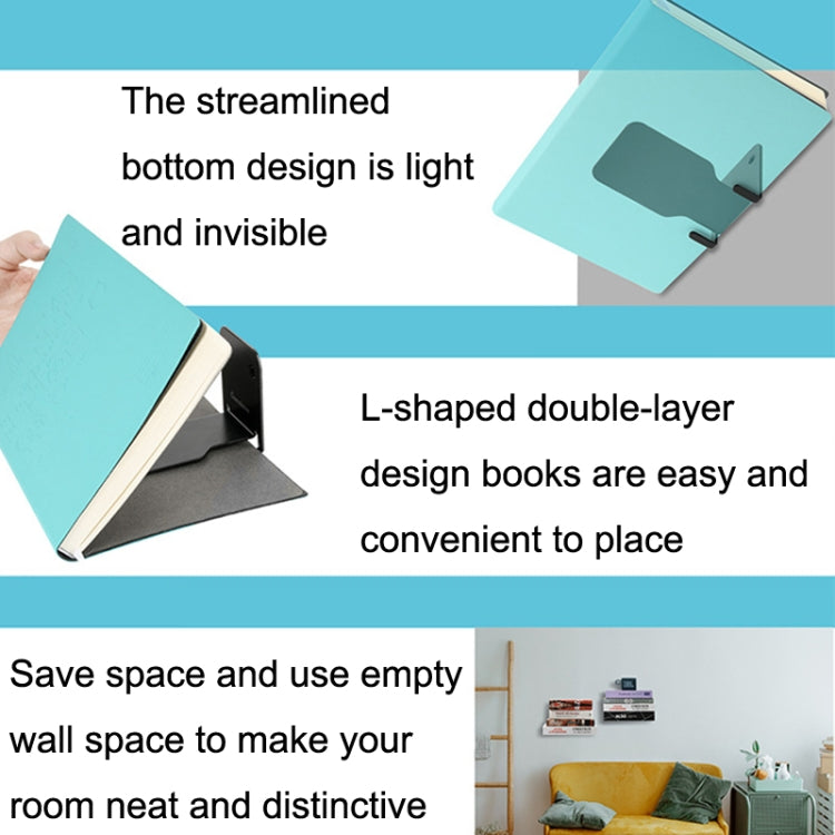 Hidden Stainless Steel Suspended Bookshelf Wall Support Frame Wall Mounted Bracket, Stainless Steel Shelf White