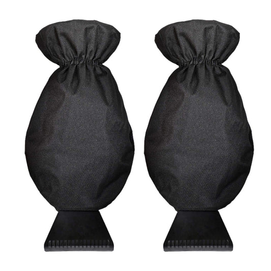 2pcs Winter Warm Car Snow Shoveling Gloves Deicing Snow Scraper, Red, Black
