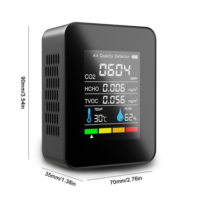 5 In 1 Temperature Humidity TVOC HCHO CO2 Large Screen Display Power Digital Air Quality Monitor, 5 In 1 Semiconductor