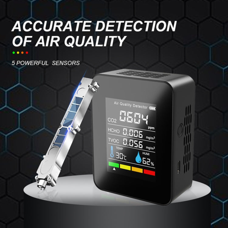 5 In 1 Temperature Humidity TVOC HCHO CO2 Large Screen Display Power Digital Air Quality Monitor, 5 In 1 Semiconductor