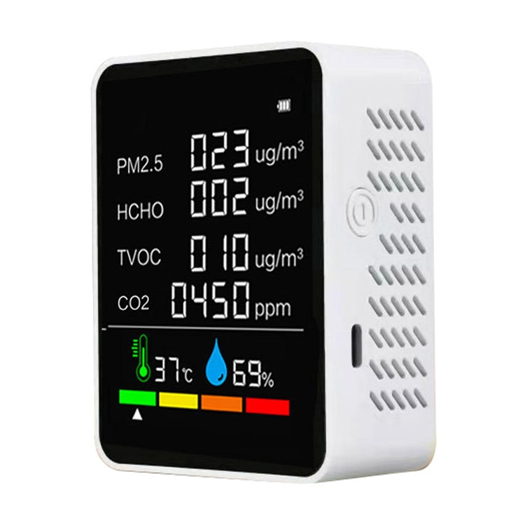 ZN-2COWT 6 In 1 PM2.5 Infrared Sensor CO2 Formaldehyde TVOC Temperature Humidity Detector, 6 In 1 Infrared/Semiconductor