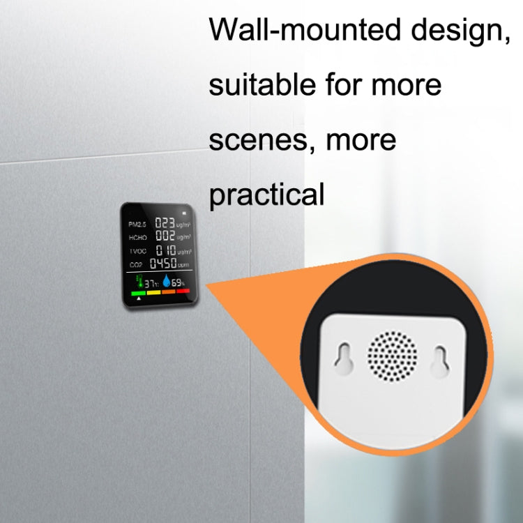 ZN-2COWT 6 In 1 PM2.5 Infrared Sensor CO2 Formaldehyde TVOC Temperature Humidity Detector, 6 In 1 Infrared/Semiconductor
