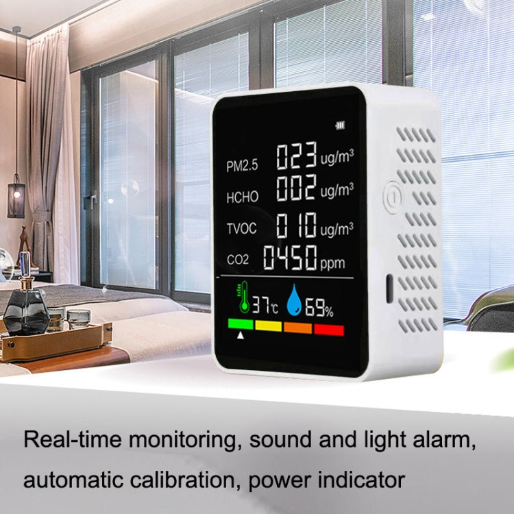 ZN-2COWT 6 In 1 PM2.5 Infrared Sensor CO2 Formaldehyde TVOC Temperature Humidity Detector, 6 In 1 Infrared/Semiconductor