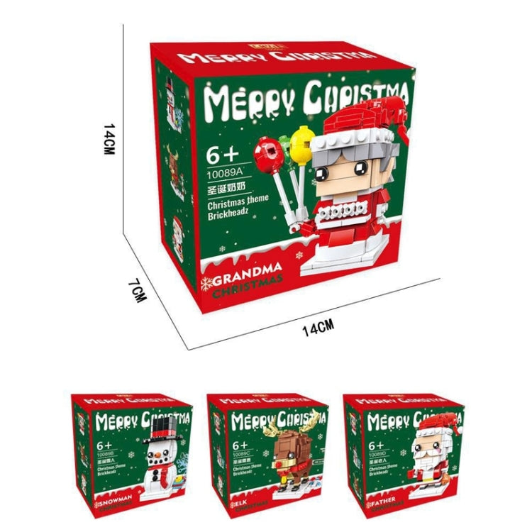 Jeu de construction de Noël à petites particules, 10089A Mamie Noël, 10089B Bonhomme de neige de Noël, 10089C Élan de Noël, 10089D Père Noël