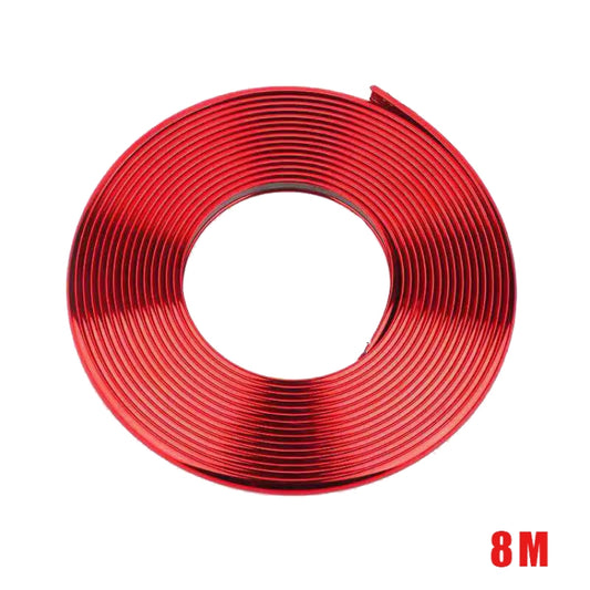 W12 8m/roll Car Universal Reflective Wheel Electroplating Decorative Strip, 1roll Electroplating Purple, 1roll Electroplating Red, 1roll Electroplating Blue, 1roll Electroplating Gold, 1roll Electroplating Silver