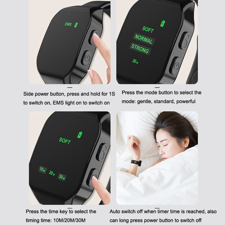 Montre Instrument de massage portable intelligent apaisant les pulsations pour l'insomnie, Noir, Blanc, Rose