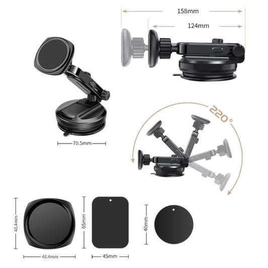 Support de téléphone portable magnétique puissant pour voiture à ventouse télescopique avec base en caoutchouc, Support de téléphone portable magnétique