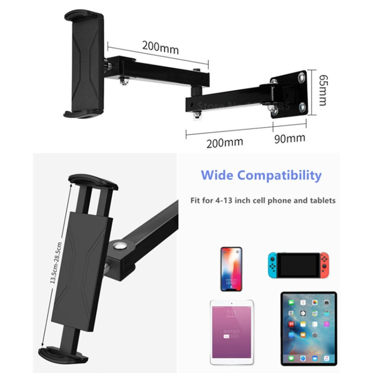 Wall Mount Tablet Cell Phone Stand Long Arm Stretchable Holder for 4-13 inch Devices, Stretchable Tablet Bracket 2