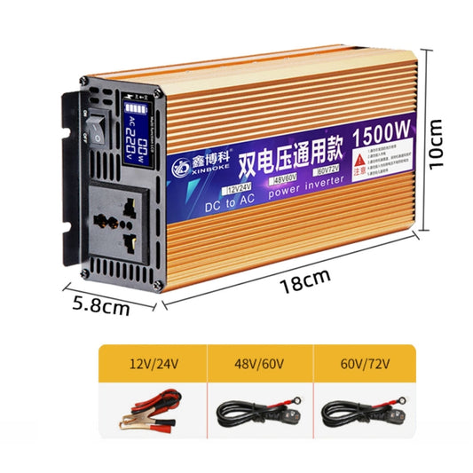 XINBOKE Universal Positive Wave Car Inverter Home Solar Inverter, 12V/24V 1500W To 220V 700W, 48V/60V 1500W To 220V 700W, 60V/72V 1500W To 220V 700W, 12V/24V 3000W To 220V 1200W, 48V/60V 3000W To 220V 1200W, 60V/72V 3000W To 220V 1200W