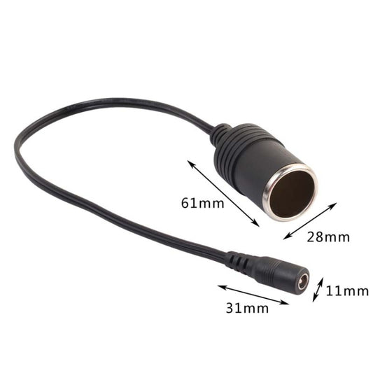 Prise CC 5,5 x 2,1 mm vers prise allume-cigare femelle avec cordon d'alimentation CC, fiche CC 5,5 x 2,1 mm