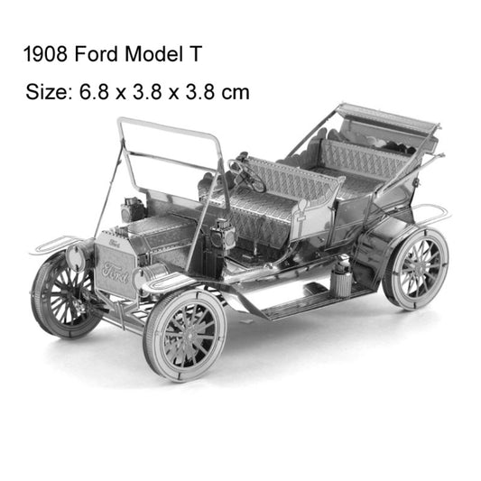 3D Three-dimensional Metal Car Assembly Model DIY Puzzles Toy, 1908 T-shaped Cars, 1965 Mustang, Kart, BZS G500, Cable Car, Taxi, Fire Truck, Bullet Train, Nissans Coupe, D51 Train Head, KMK F450, MSL 3.0T, Penny Farthing, Sportcar, Half-track Motorcyc...