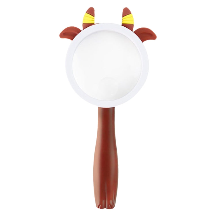 2275 5X/10X Cartoon Animal Handheld Children Science Experiment Magnifying Glass, Pink Rabbit, Coffee Calf, Yellow Deer, Green Frog, Blue Cat
