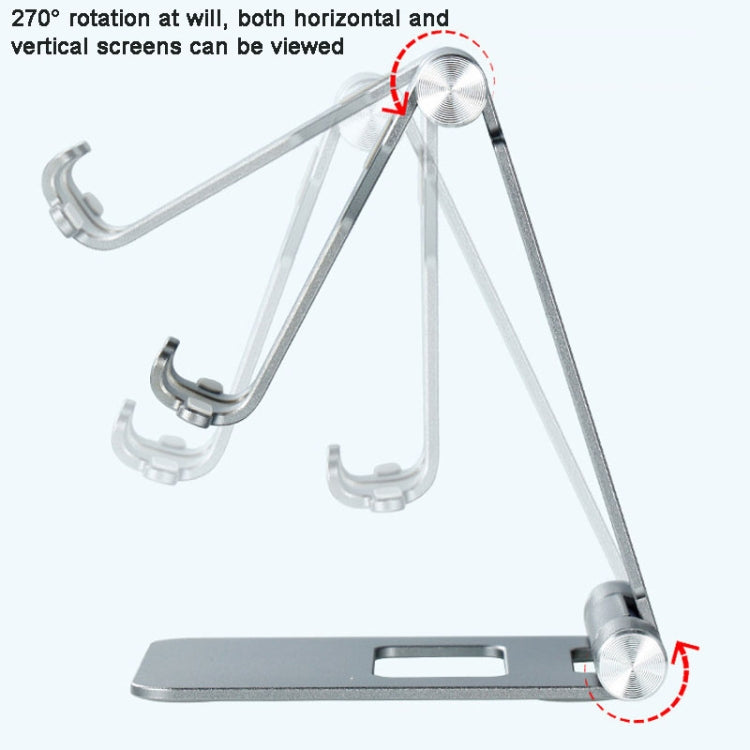 Z10A Aluminum Alloy Double Folding Mobile Phone Holder Desktop Tablet Lazy Holder, Z10A Silver, Z10A Grey, Z10A Black