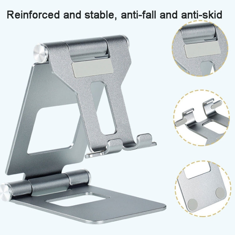 Z10A Aluminum Alloy Double Folding Mobile Phone Holder Desktop Tablet Lazy Holder, Z10A Silver, Z10A Grey, Z10A Black