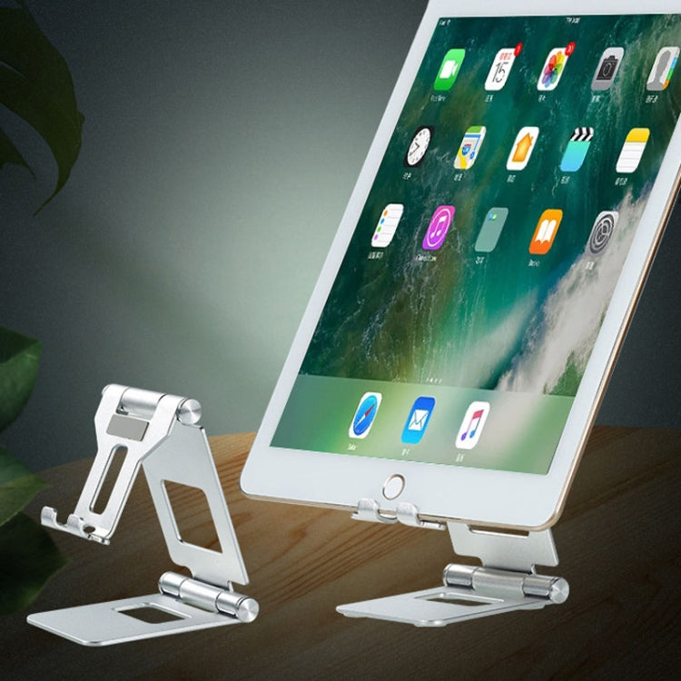 Z10A Aluminum Alloy Double Folding Mobile Phone Holder Desktop Tablet Lazy Holder, Z10A Silver, Z10A Grey, Z10A Black