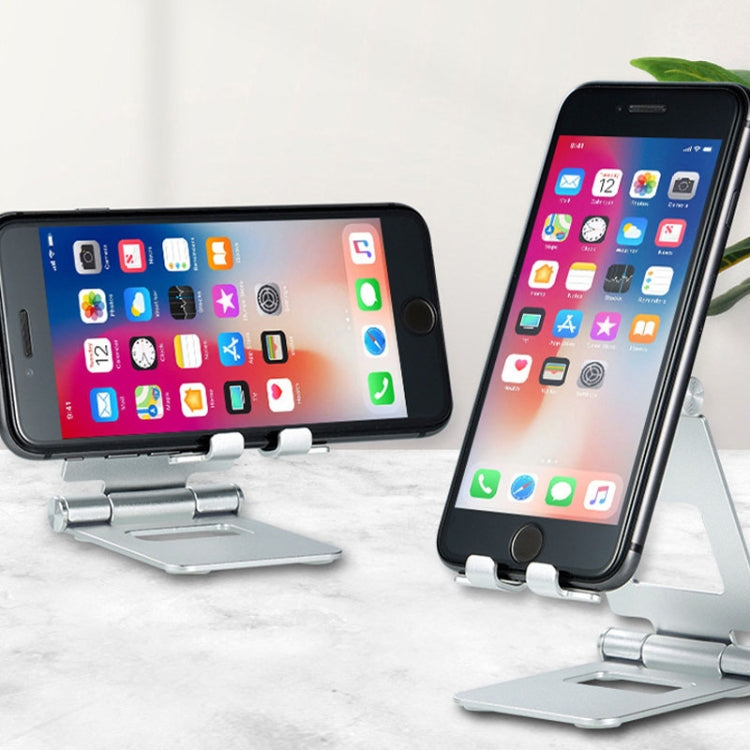 Z10A Aluminum Alloy Double Folding Mobile Phone Holder Desktop Tablet Lazy Holder, Z10A Silver, Z10A Grey, Z10A Black
