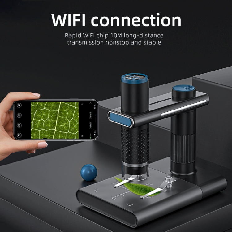 WIFI HD USB Electron Microscope Digital Magnifier With Stand, Black, White
