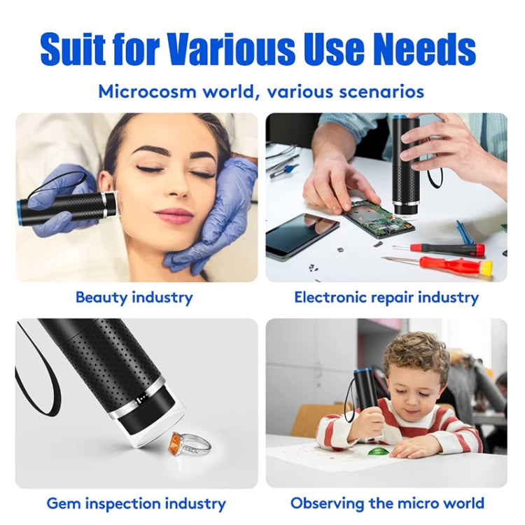 WIFI HD USB Electron Microscope Digital Magnifier With Stand, Black, White