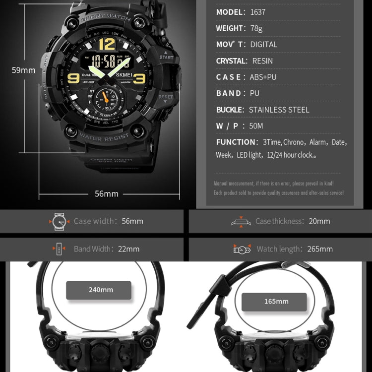 SKMEI 1637 Montre Homme de Sport à Affichage Numérique, Antichoc, en Plastique, Grand Cadran, Noir, Vert Armée, Camouflage Bleu, Camouflage Vert Armée, Gris Noir