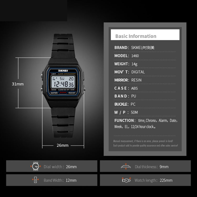 SKMEI 1460 Montre de Sport Fine, Lumineuse, Multifonctionnelle et Étanche pour Enfants