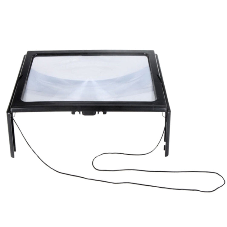 WJ10015 Full Page Reading LED Light Three-dimensional Folding Bracket Magnifying Glass, 3X Magnifying Glass