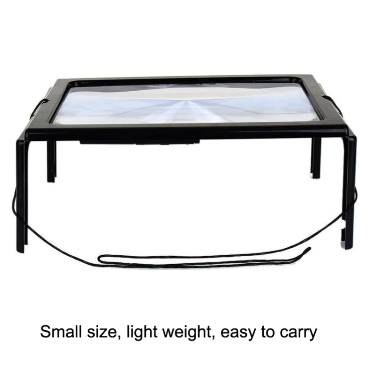 WJ10015 Full Page Reading LED Light Three-dimensional Folding Bracket Magnifying Glass, 3X Magnifying Glass