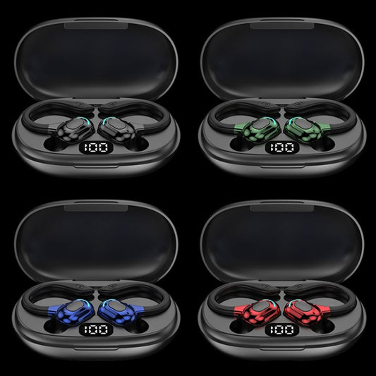 F8 Hanging Ear Stereo Wireless Bluetooth Earphones With Charging Bin, With Charging Bin(Green Double Ear), With Charging Bin(Blue Double Ear), With Charging Bin(Black Double Ear), With Charging Bin(Red Double Ear)