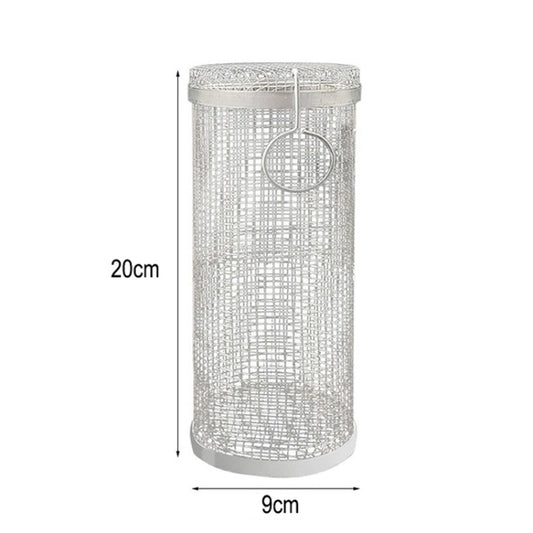 Outdoor Stainless Steel Barbecue Cage BBQ Round Mesh Tube, 20cm With Hook, 30cm With Hook