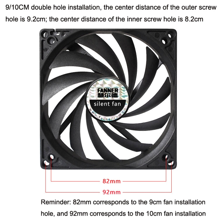 FANNER Ice Soul F10015 Desktop Computer Radiator PWM Intelligent Speed Regulation Ultra-thin Chassis Fan, F10015