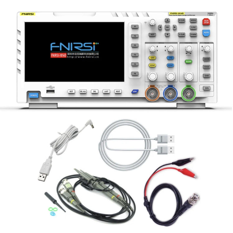 FNIRSI 2 in 1 Dual-channel 100M Bandwidth Digital Oscilloscope 1GS Sampling Signal Generator, US Plug, 1014D, 1014D +P4100 Probe