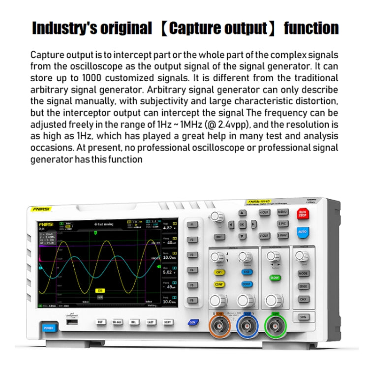 FNIRSI 2 in 1 Dual-channel 100M Bandwidth Digital Oscilloscope 1GS Sampling Signal Generator, US Plug, 1014D, 1014D +P4100 Probe