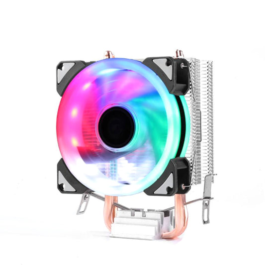Desktop Computer Double Copper Tube CPU Radiator Super Quiet, 2 Tube Color Light 3-pin Double Fan, 2 Tube Color Light 3-pin Single Fan