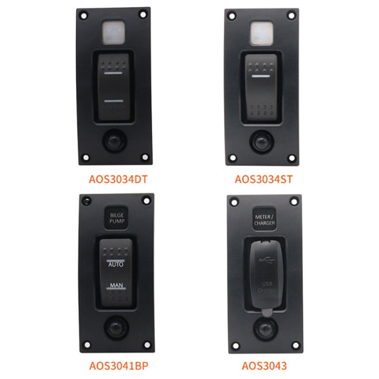Marine Self-Locking Resetting Switch With Overload Protection Indicator Light, ON-OFF-ON 3 Switch, ON-OFF 2 Switch, ON-OFF-ON 3 Switch (Printed), Square 5V 3.4A Car Charging Panel